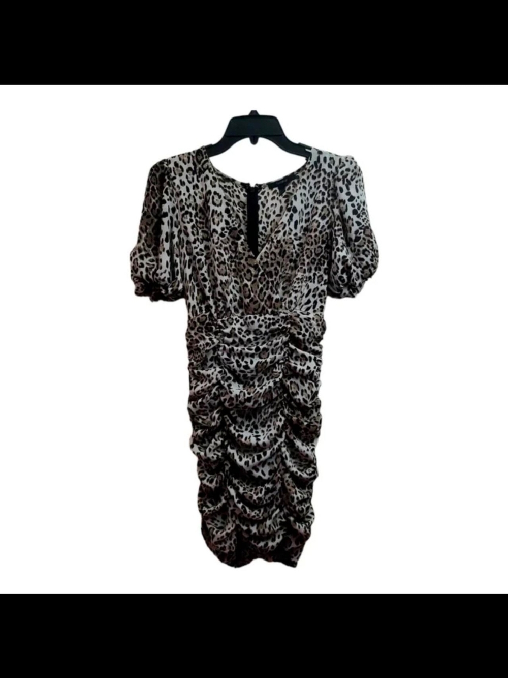 Forever 21 Leopard Print Ruched Midi Dress - Brown & Cream